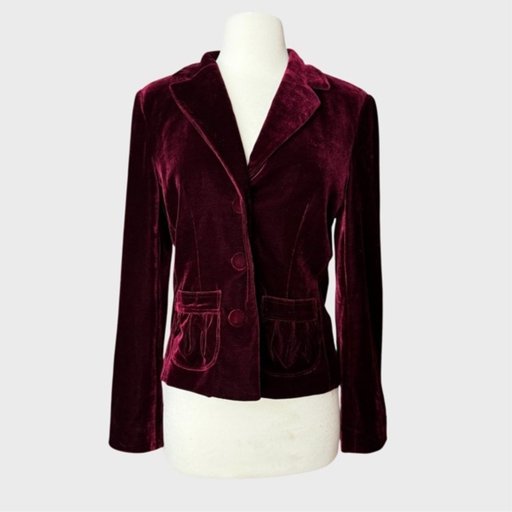 Vintage y2k‎ Goth Small Red Velvet Blazer Corporate goth office goth whimsigoth